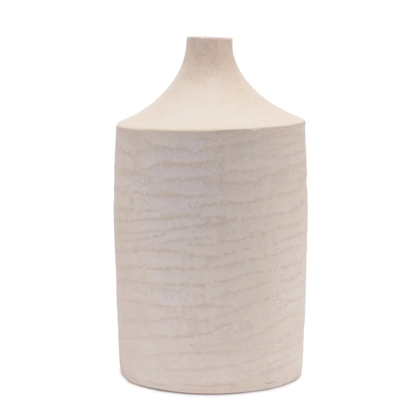 18" Beige Recycled Paper Cylinder Jug Floor Vase - Homeroots - Flyclothing LLC