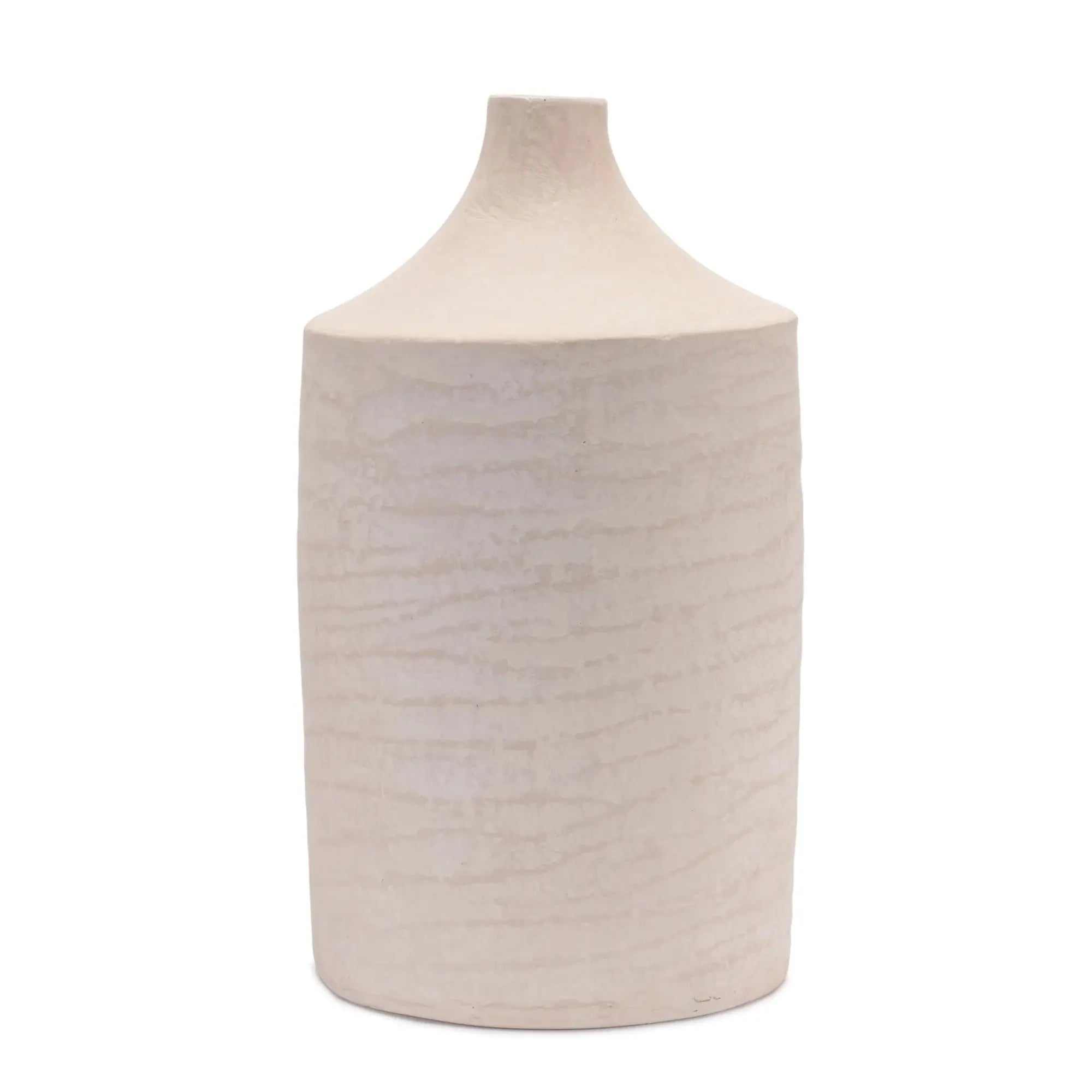 18" Beige Recycled Paper Cylinder Jug Floor Vase - Homeroots - Flyclothing LLC