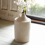 18" Beige Recycled Paper Cylinder Jug Floor Vase - Homeroots - Flyclothing LLC