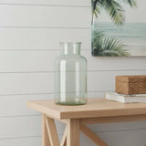 10" Green Glass Cylindrical Table Vase - Homeroots - Flyclothing LLC