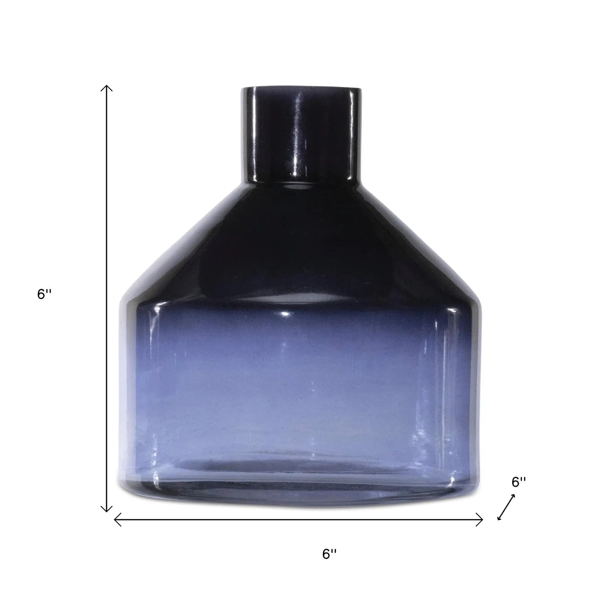 6" Blue Ombre Glass Round Table Vase - Homeroots - Flyclothing LLC