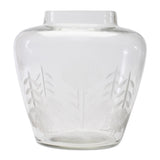 7" Clear Etched Leaf Glass Urn Table Vase - Homeroots - Flyclothing LLC