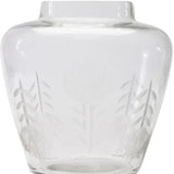 7" Clear Etched Leaf Glass Urn Table Vase - Homeroots - Flyclothing LLC