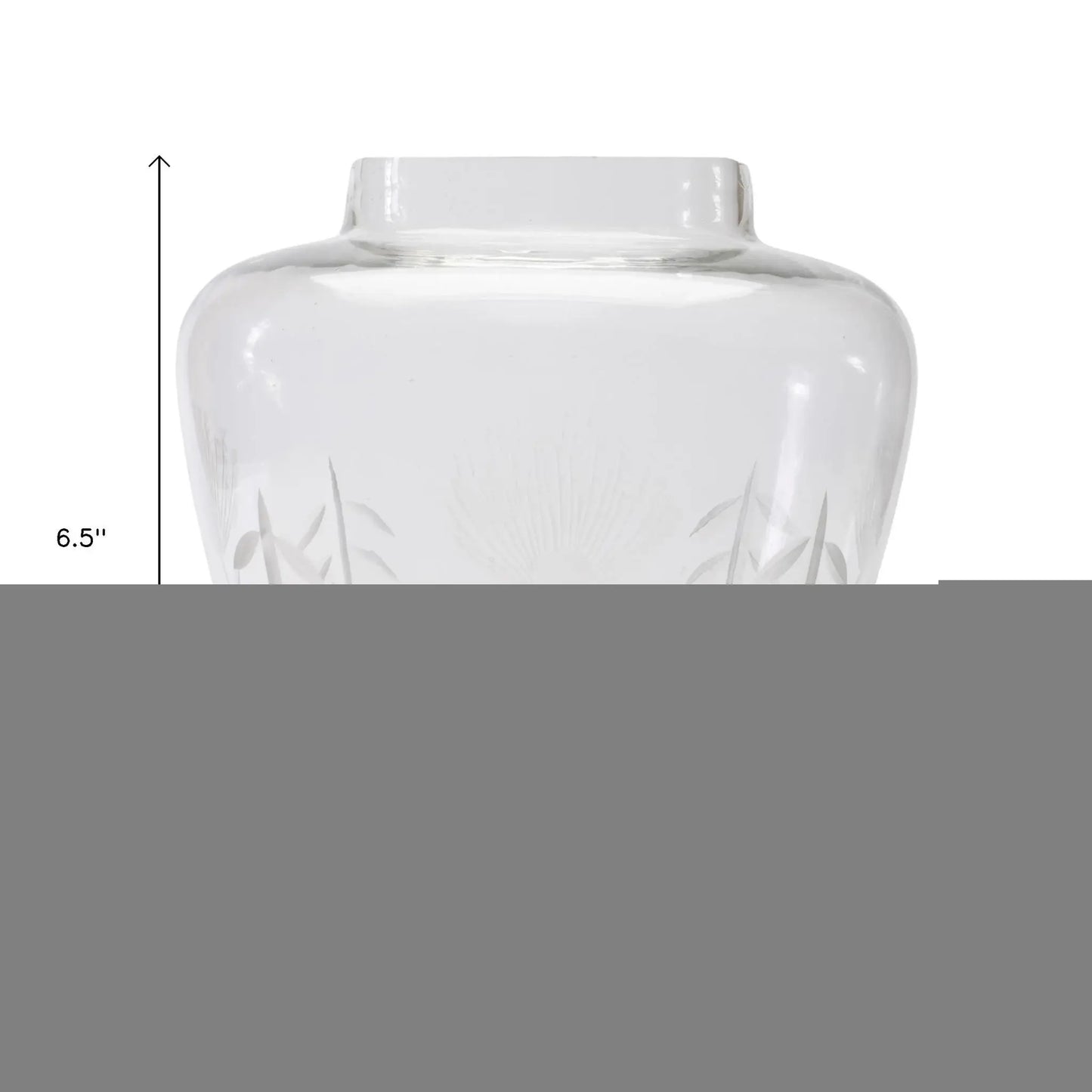 7" Clear Etched Leaf Glass Urn Table Vase - Homeroots - Flyclothing LLC