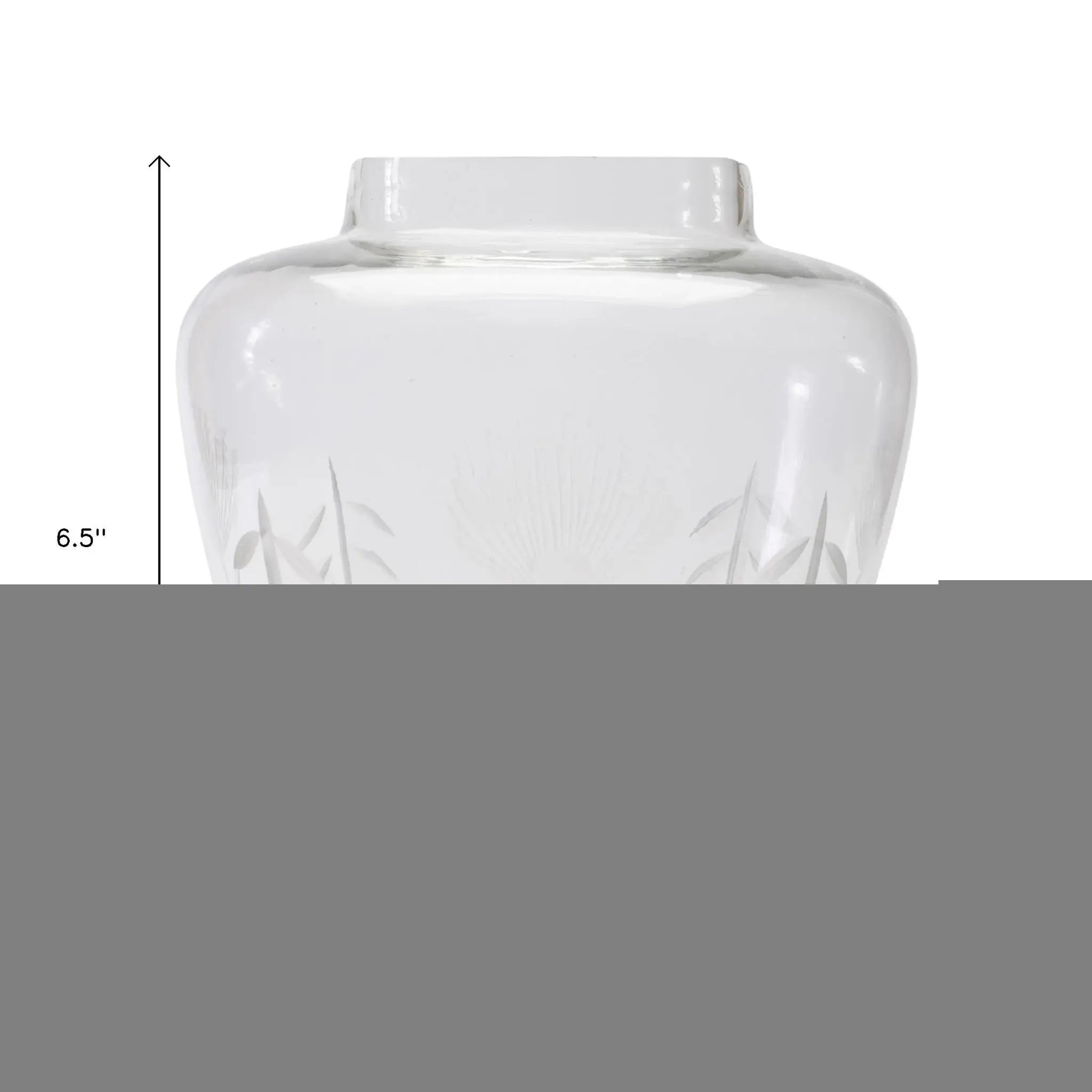 7" Clear Etched Leaf Glass Urn Table Vase - Homeroots - Flyclothing LLC