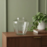 7" Clear Etched Leaf Glass Urn Table Vase - Homeroots - Flyclothing LLC