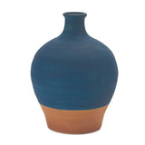 9" Blue And Terra Cotta Ceramic Round Urn - Homeroots - Flyclothing LLC