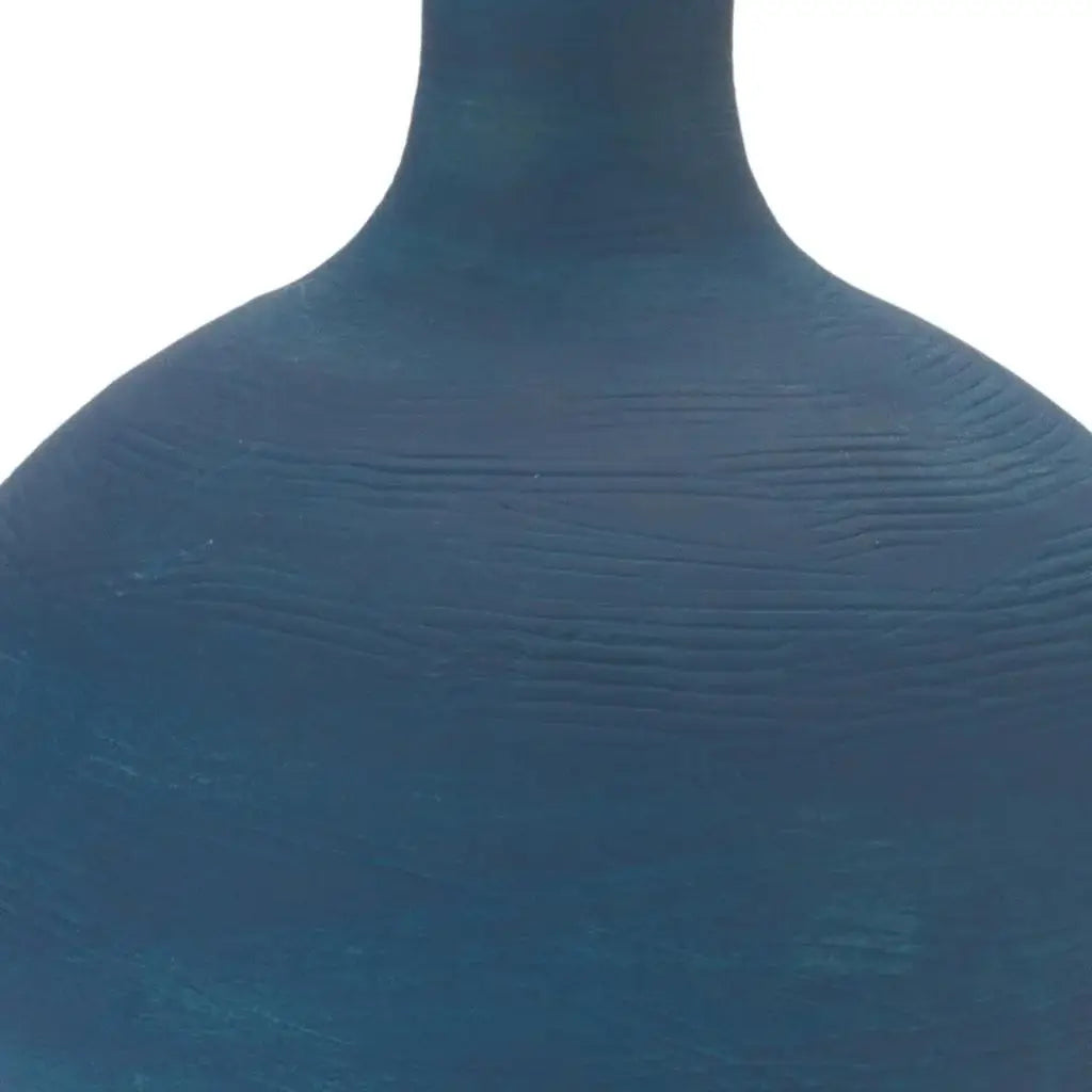 9" Blue And Terra Cotta Ceramic Round Urn - Homeroots - Flyclothing LLC