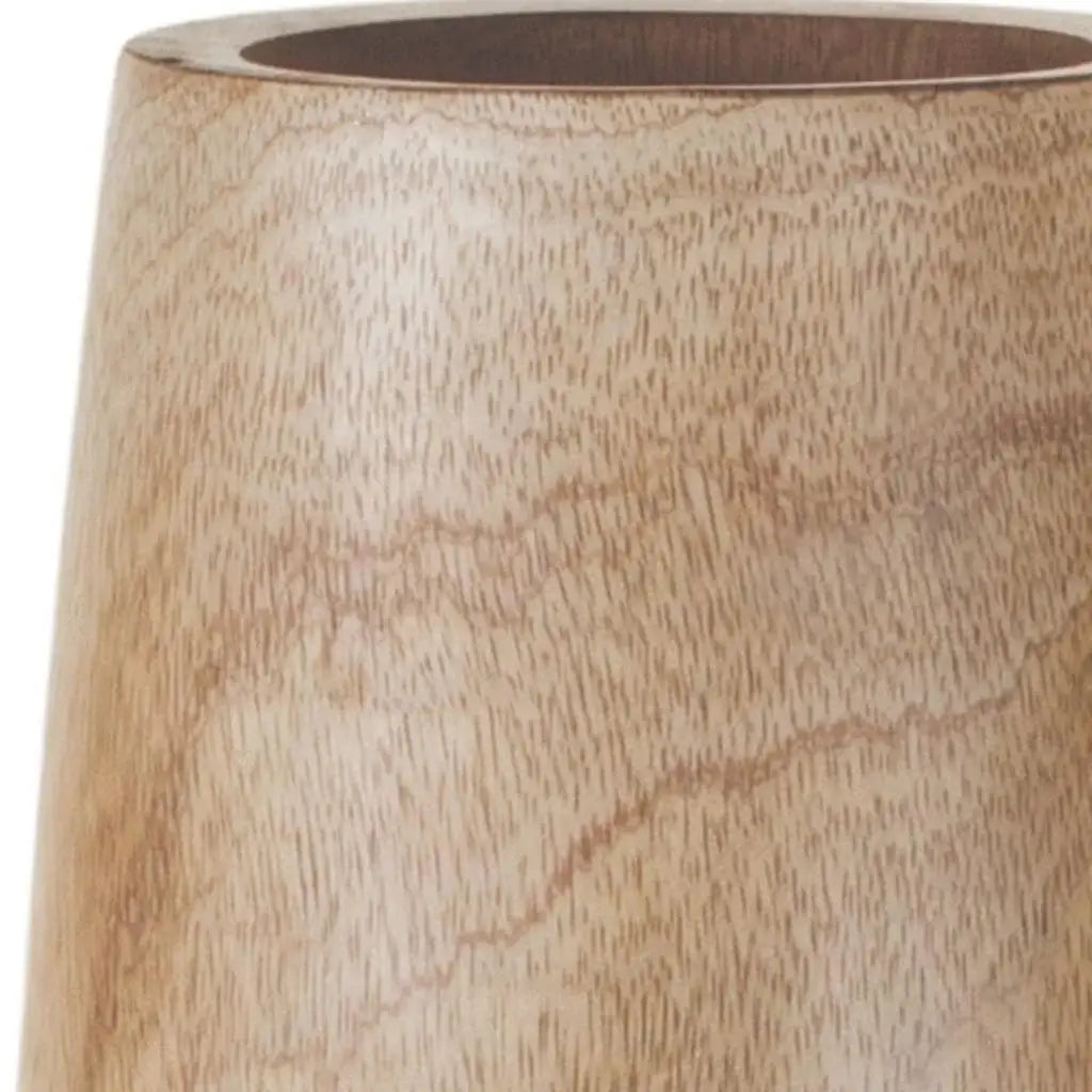 15" Natural Wood And Metal Cylinder Floor Vase - Homeroots - Flyclothing LLC