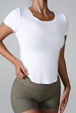 Cutout Round Neck Short Sleeve Active T-Shirt - Trendsi