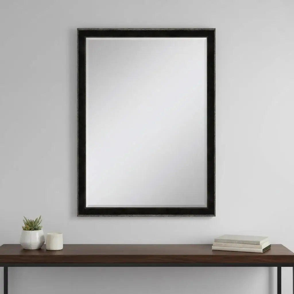 40" Dark Brown Solid Wood Framed Accent Mirror - Homeroots - Flyclothing LLC