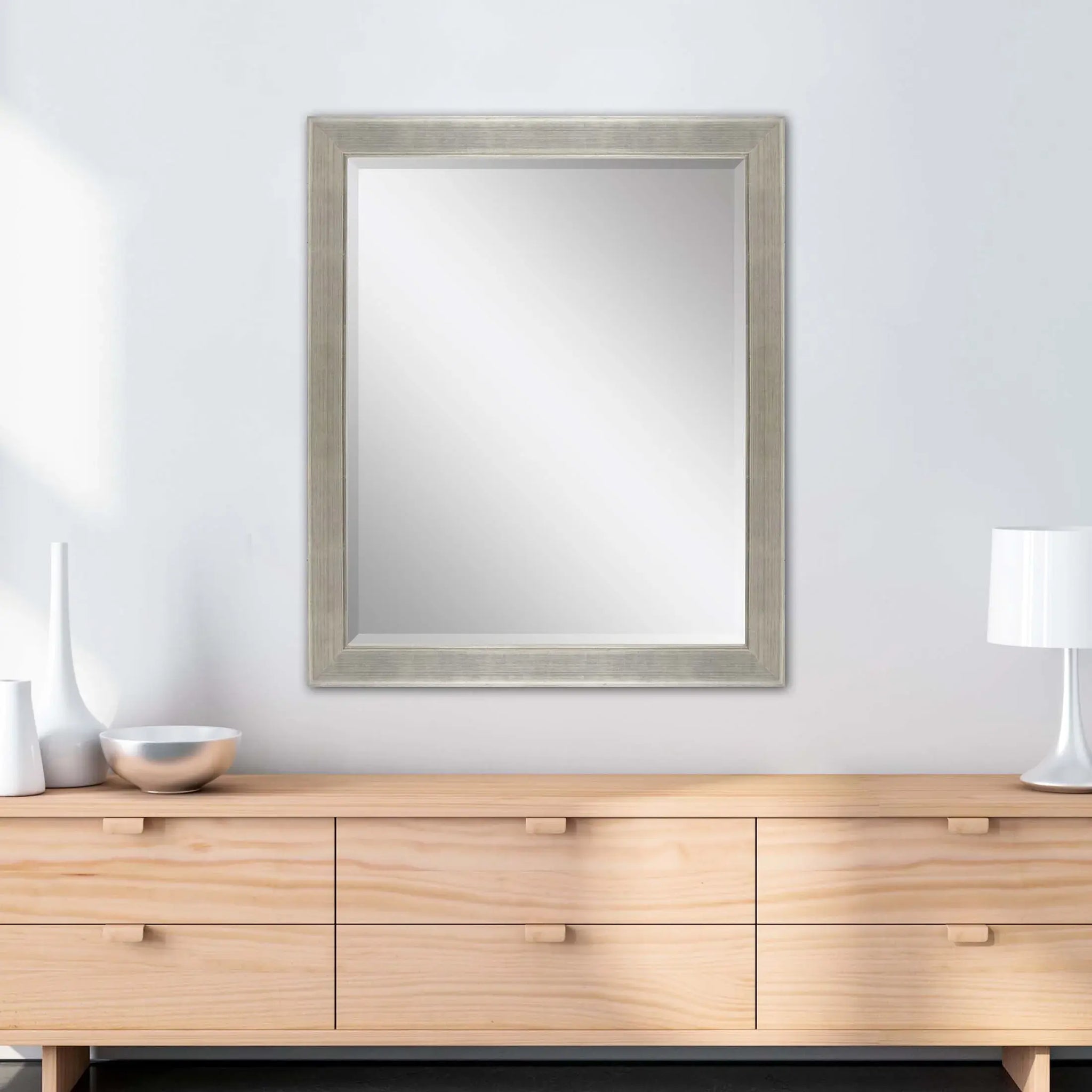 33" Silver Solid Wood Framed Accent Mirror - Homeroots - Flyclothing LLC