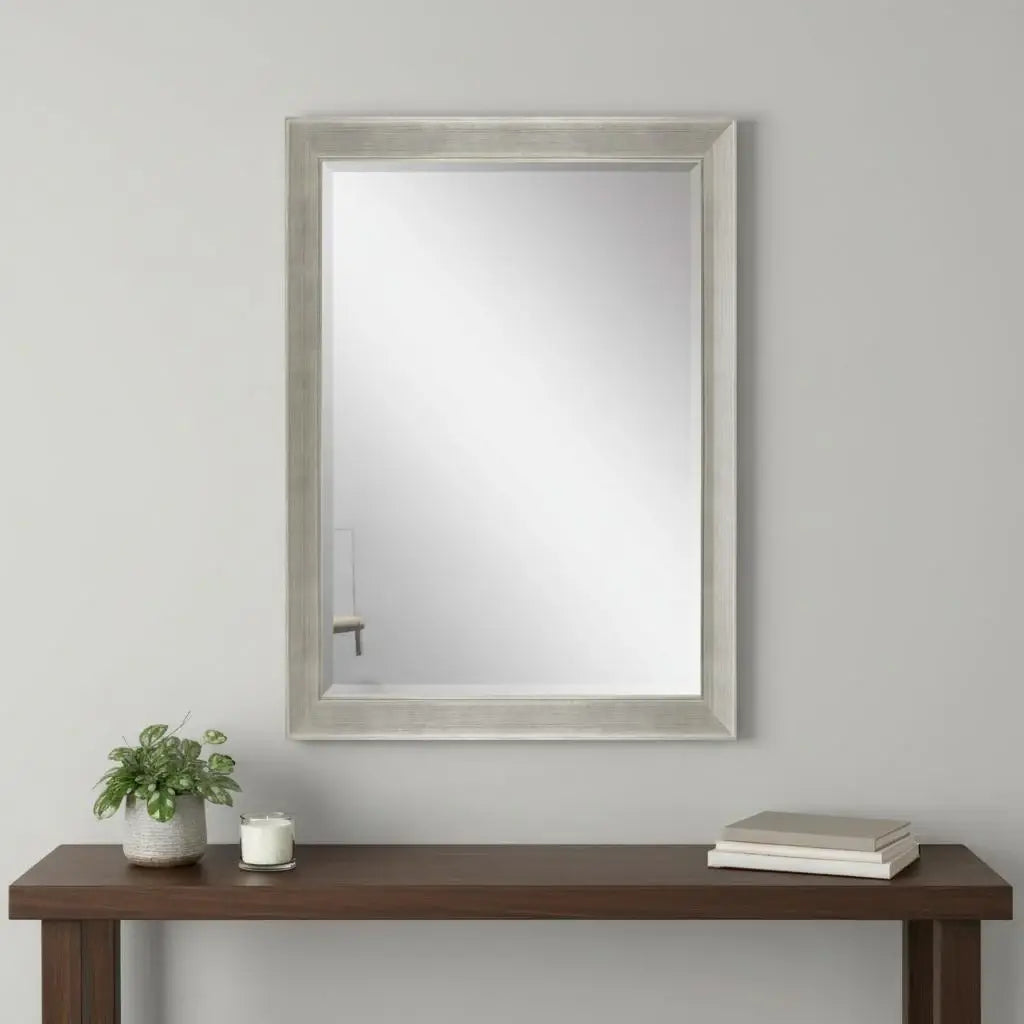 41" Silver Solid Wood Framed Accent Mirror - Homeroots - Flyclothing LLC