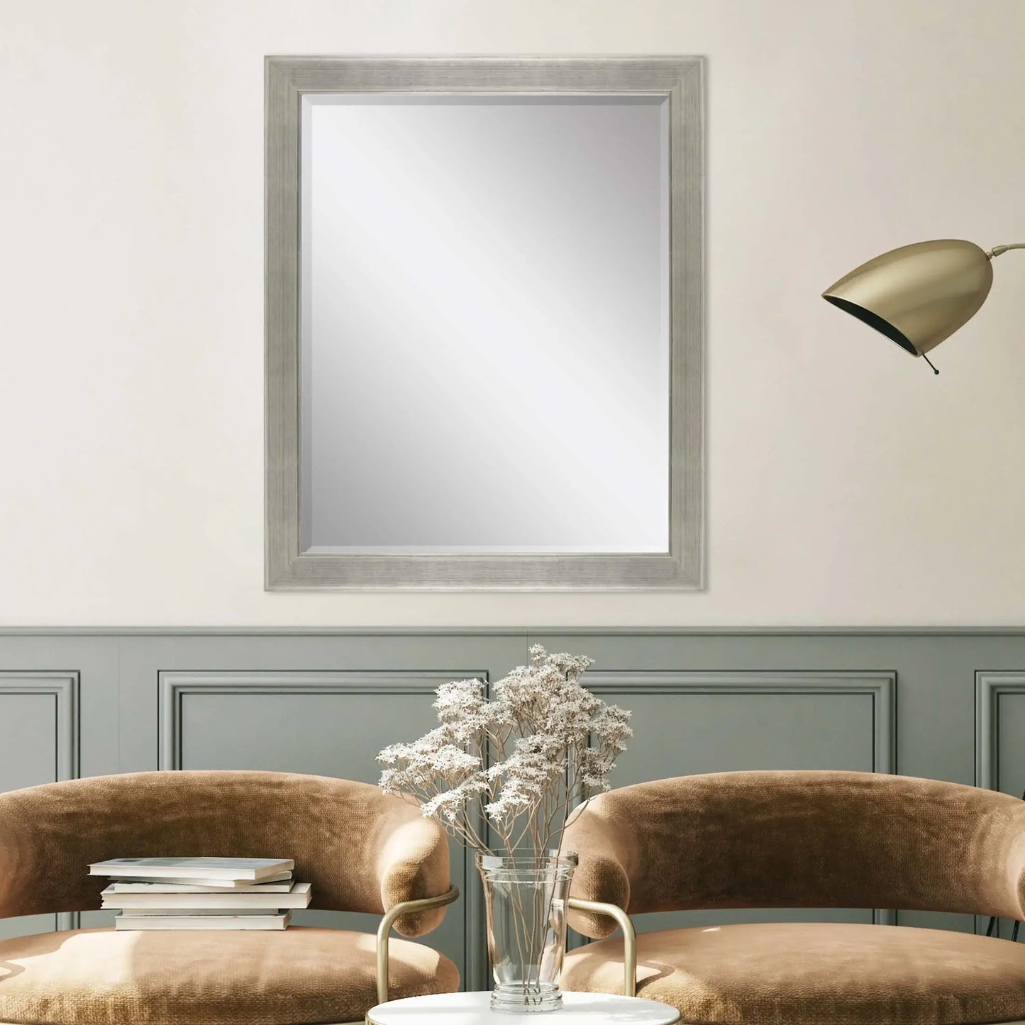 45" Silver Solid Wood Framed Accent Mirror - Homeroots - Flyclothing LLC