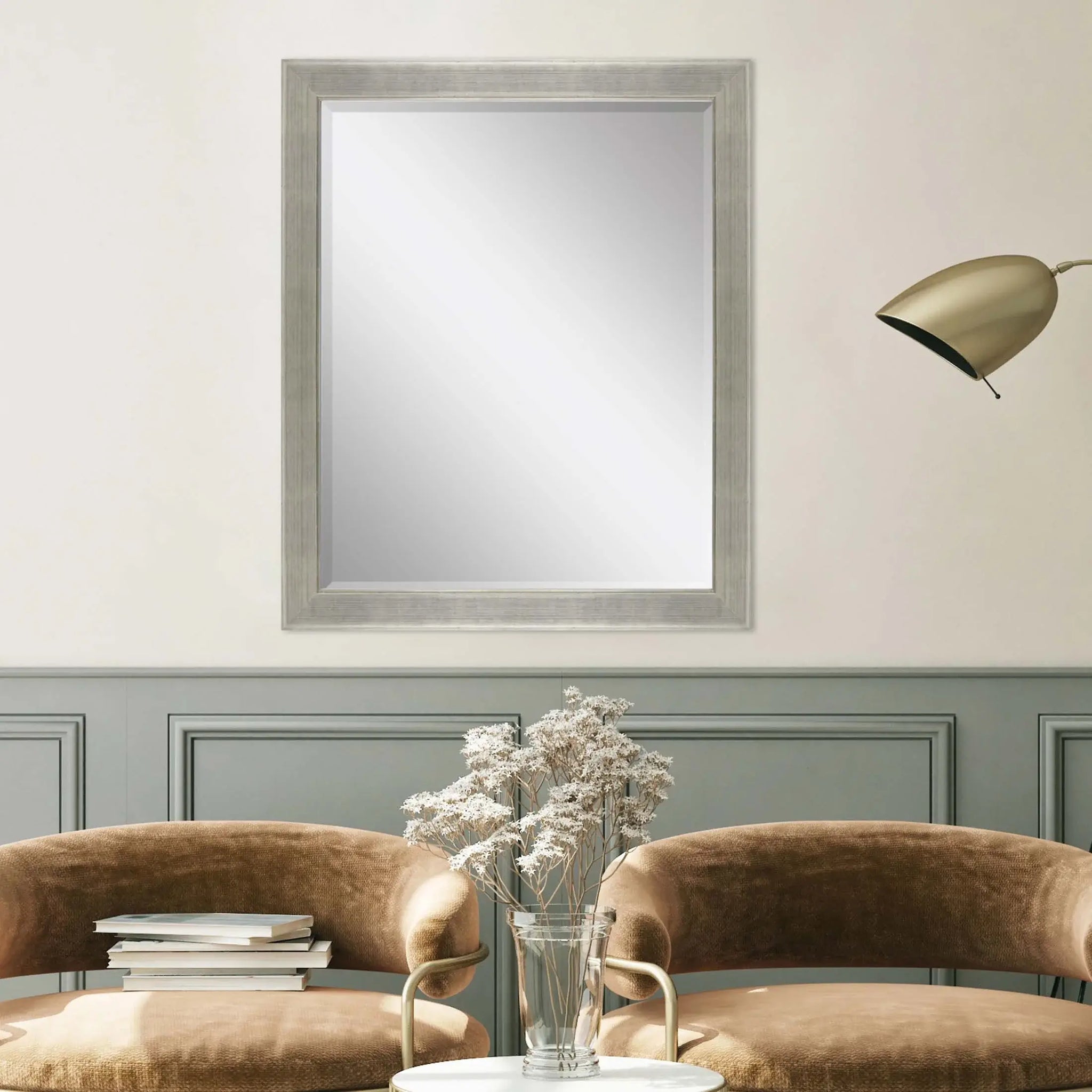 45" Silver Solid Wood Framed Accent Mirror - Homeroots - Flyclothing LLC