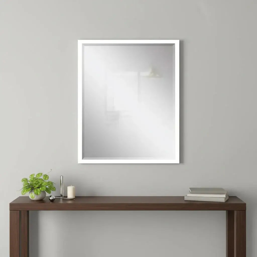 30" White Solid Wood Framed Accent Mirror - Homeroots - Flyclothing LLC