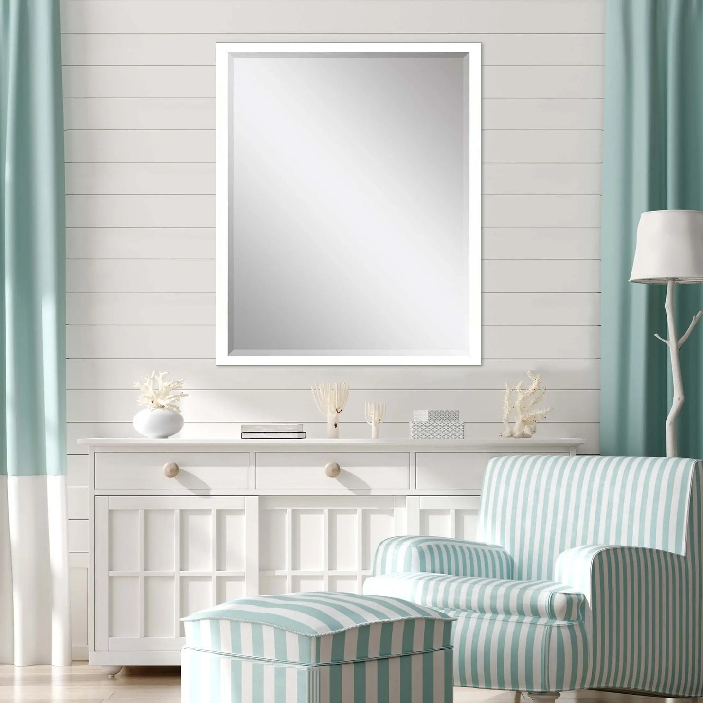 42" White Solid Wood Framed Accent Mirror - Homeroots - Flyclothing LLC