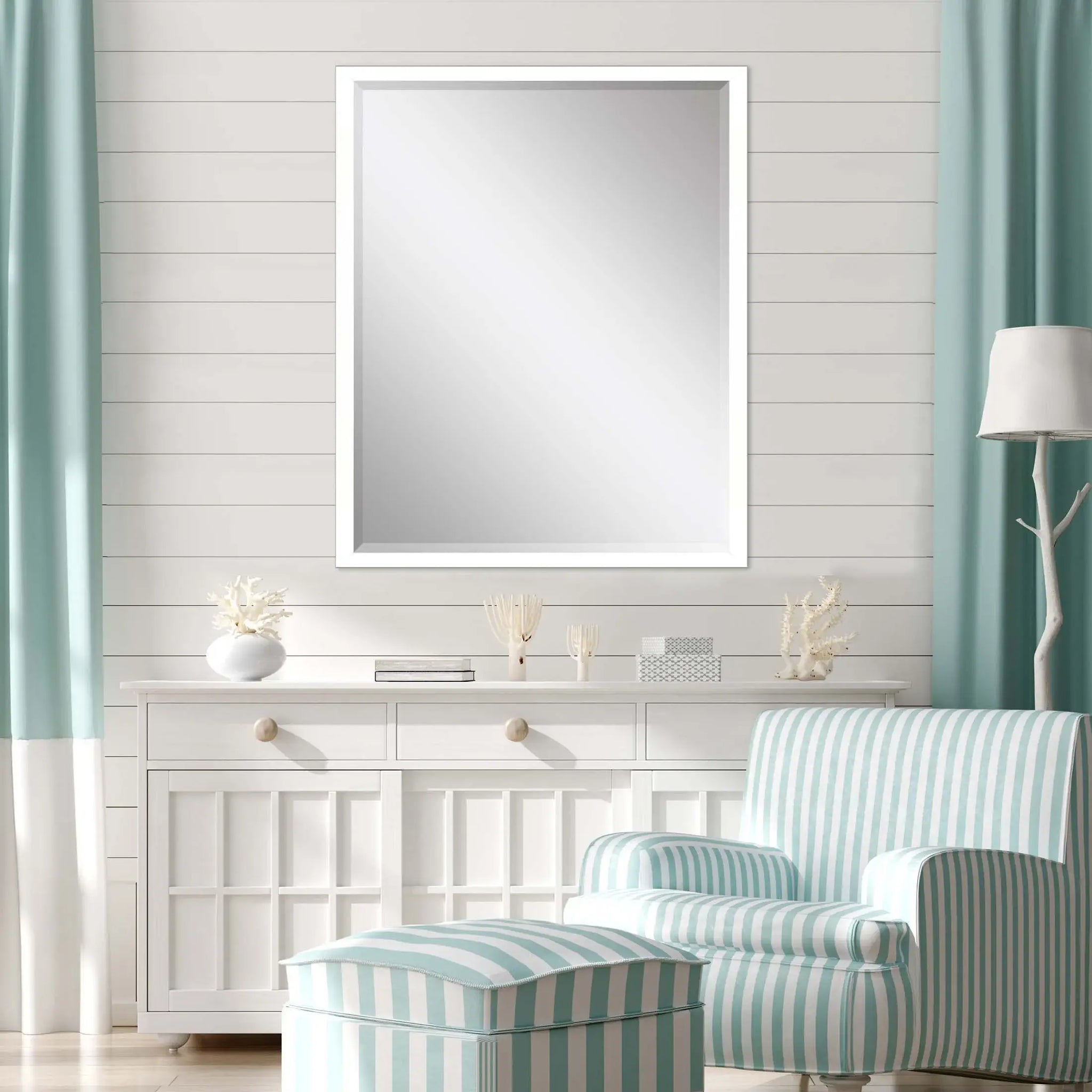 42" White Solid Wood Framed Accent Mirror - Homeroots - Flyclothing LLC