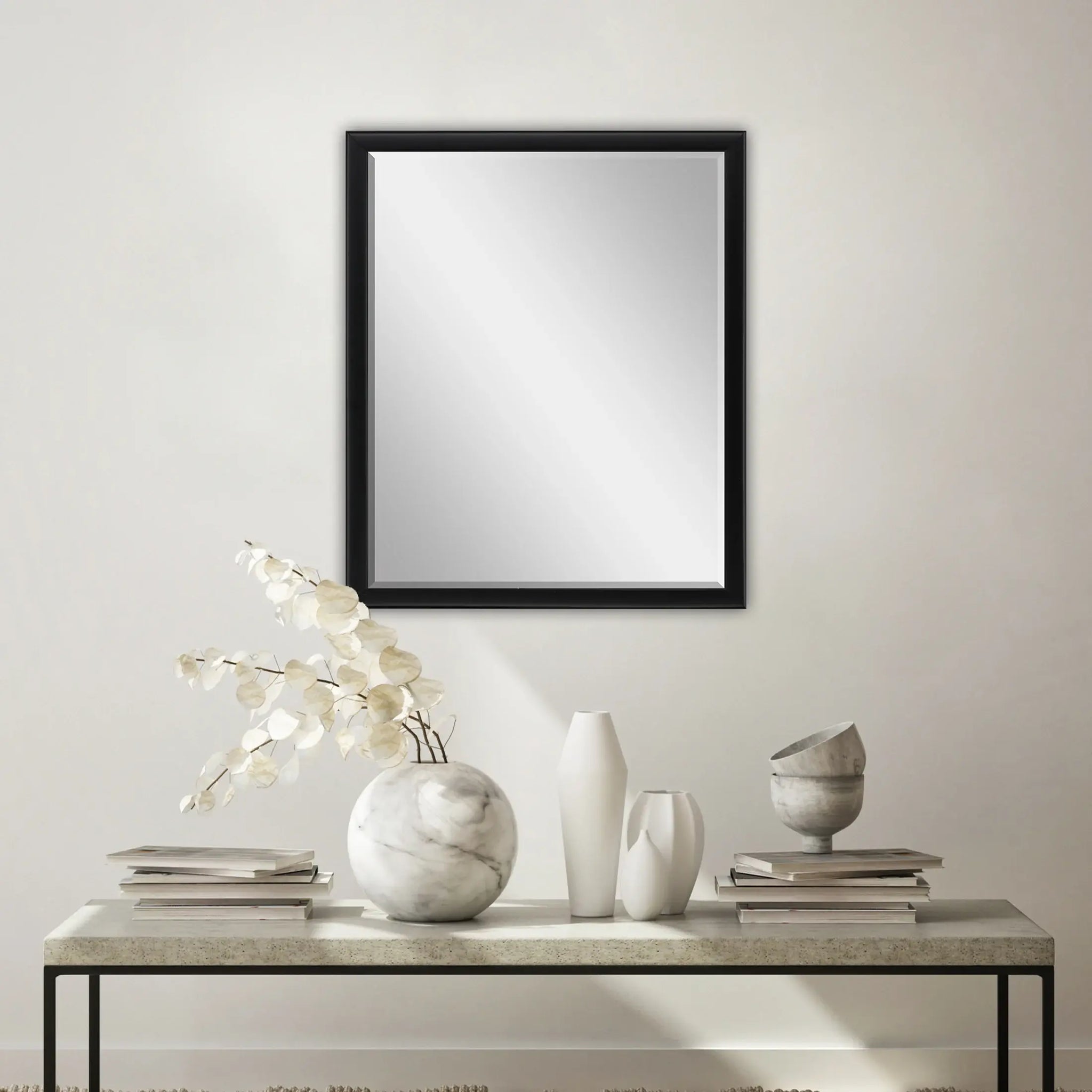 30" Black Solid Wood Framed Accent Mirror - Homeroots - Flyclothing LLC
