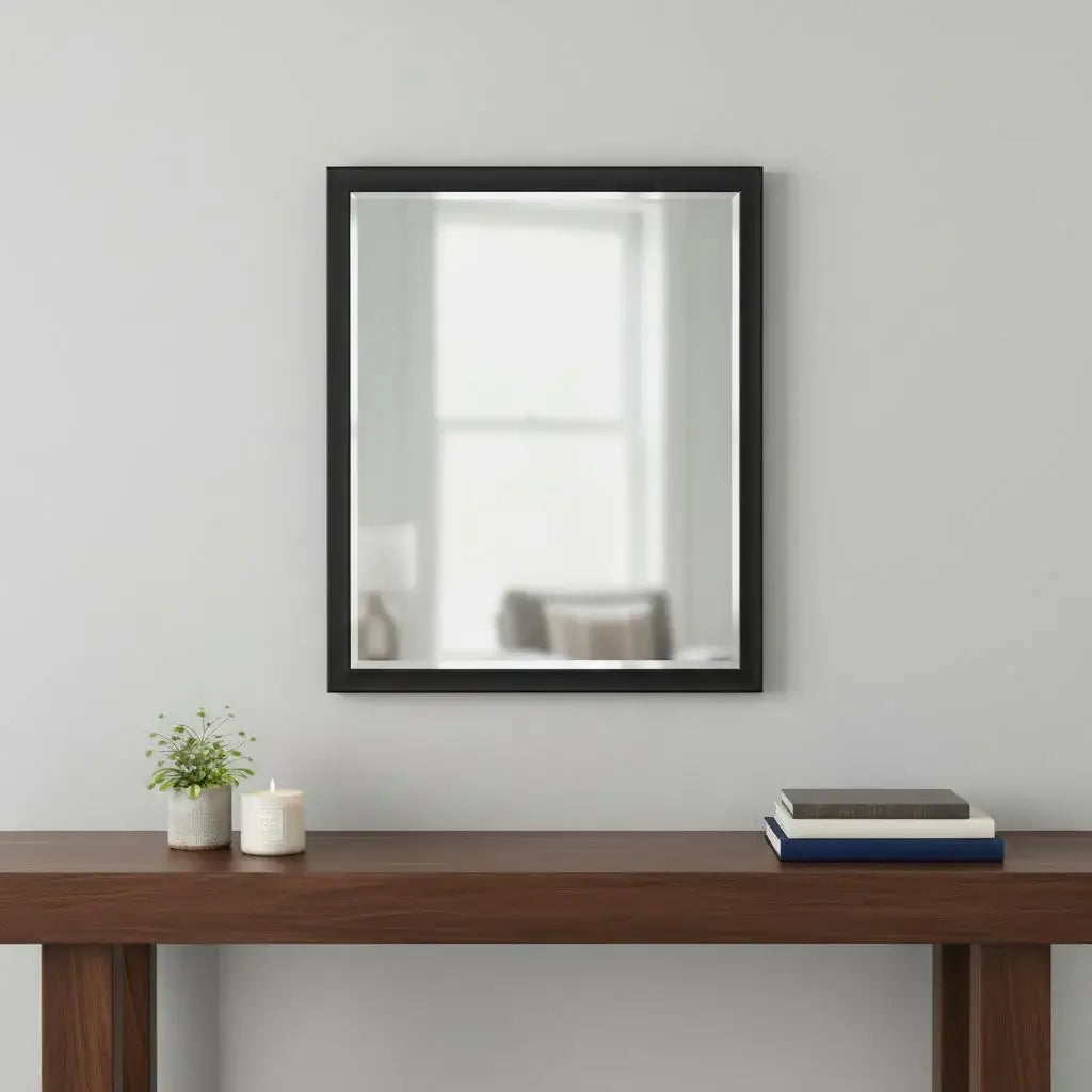 30" Black Solid Wood Framed Accent Mirror - Homeroots - Flyclothing LLC