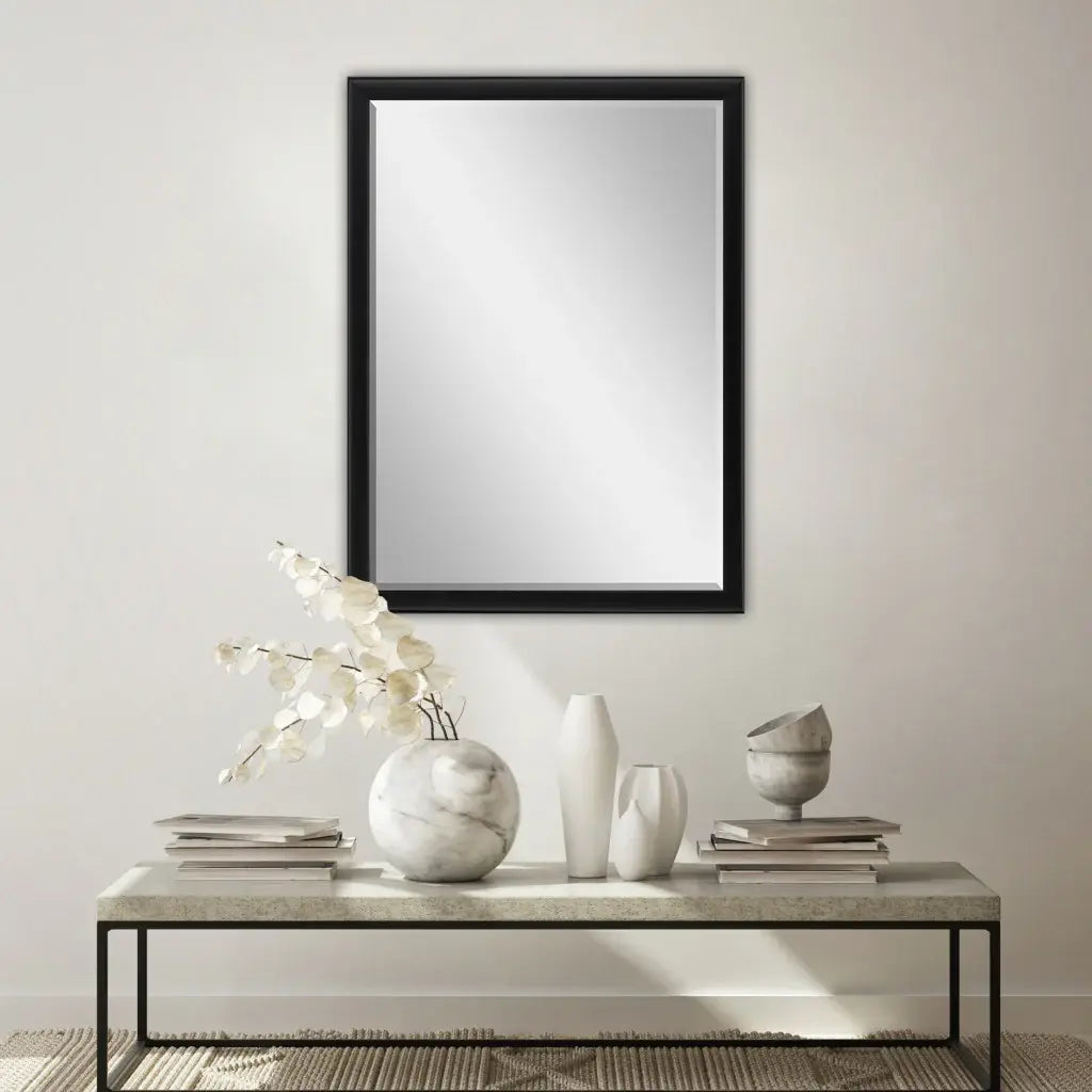38" Black Solid Wood Framed Accent Mirror - Homeroots - Flyclothing LLC