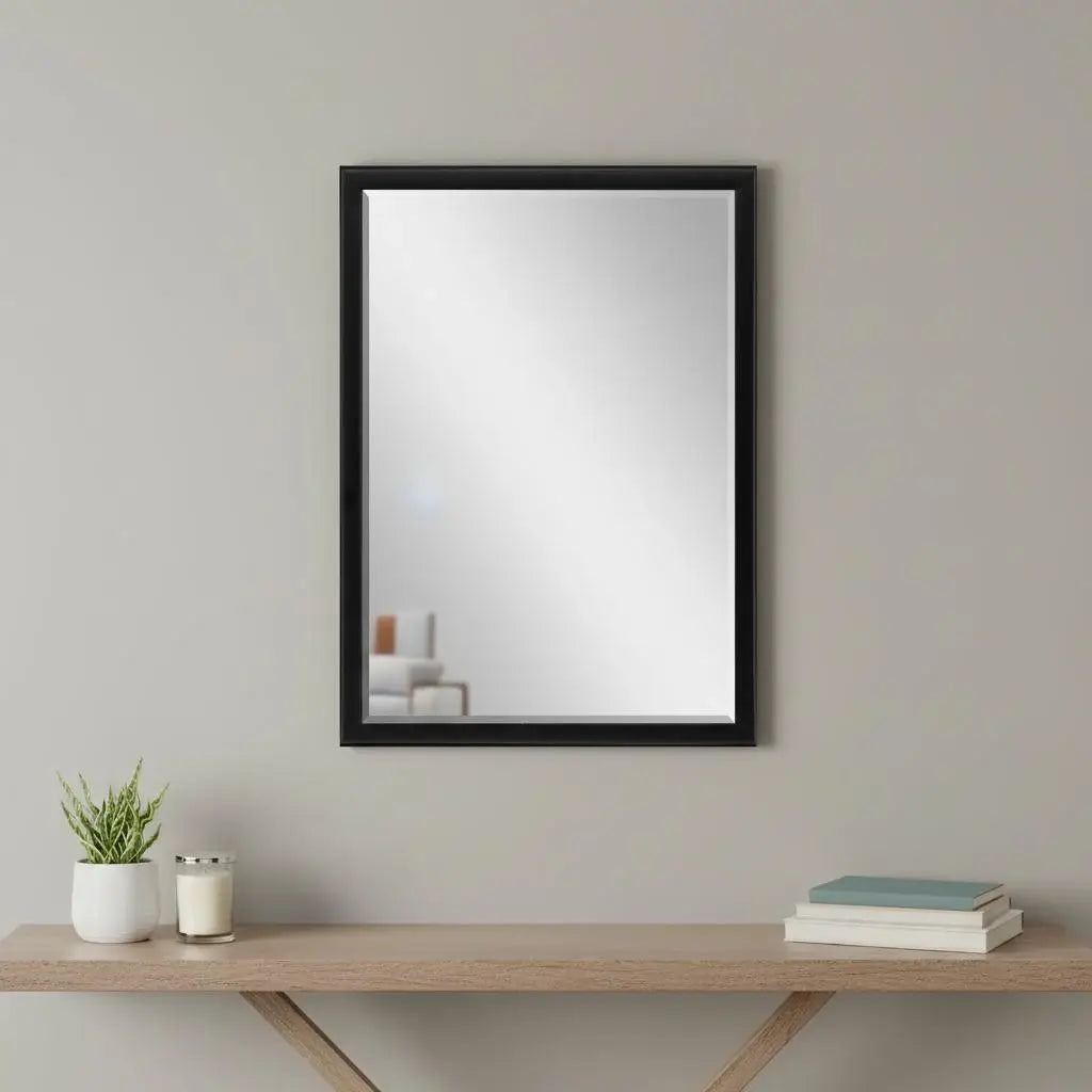 38" Black Solid Wood Framed Accent Mirror - Homeroots - Flyclothing LLC