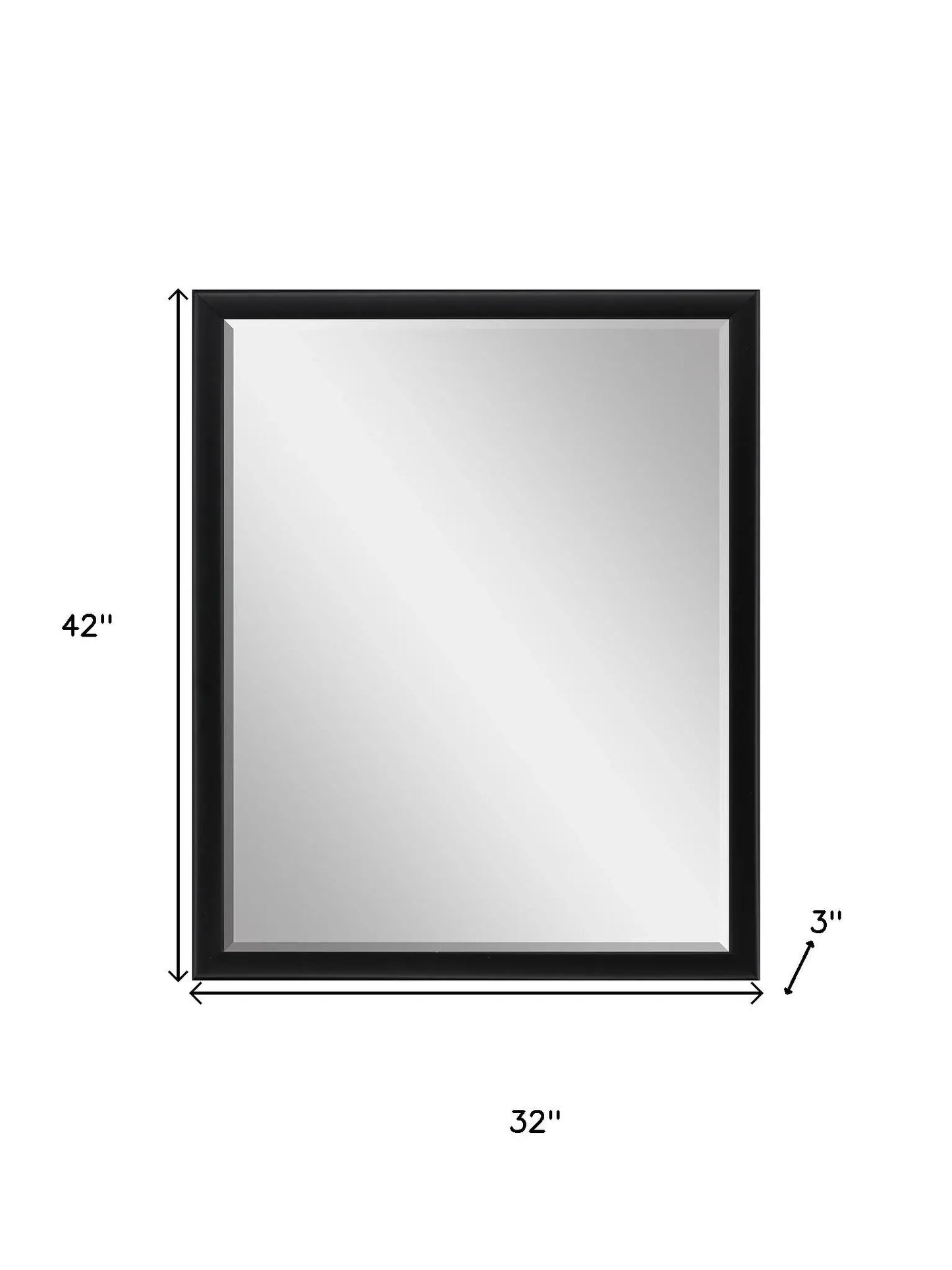 42" Black Solid Wood Framed Accent Mirror - Homeroots - Flyclothing LLC
