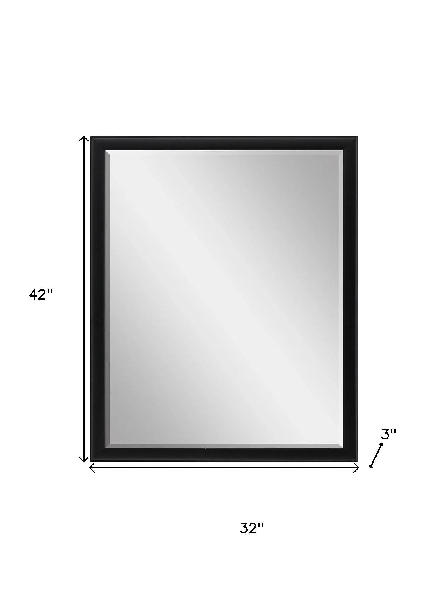 42" Black Solid Wood Framed Accent Mirror - Homeroots - Flyclothing LLC