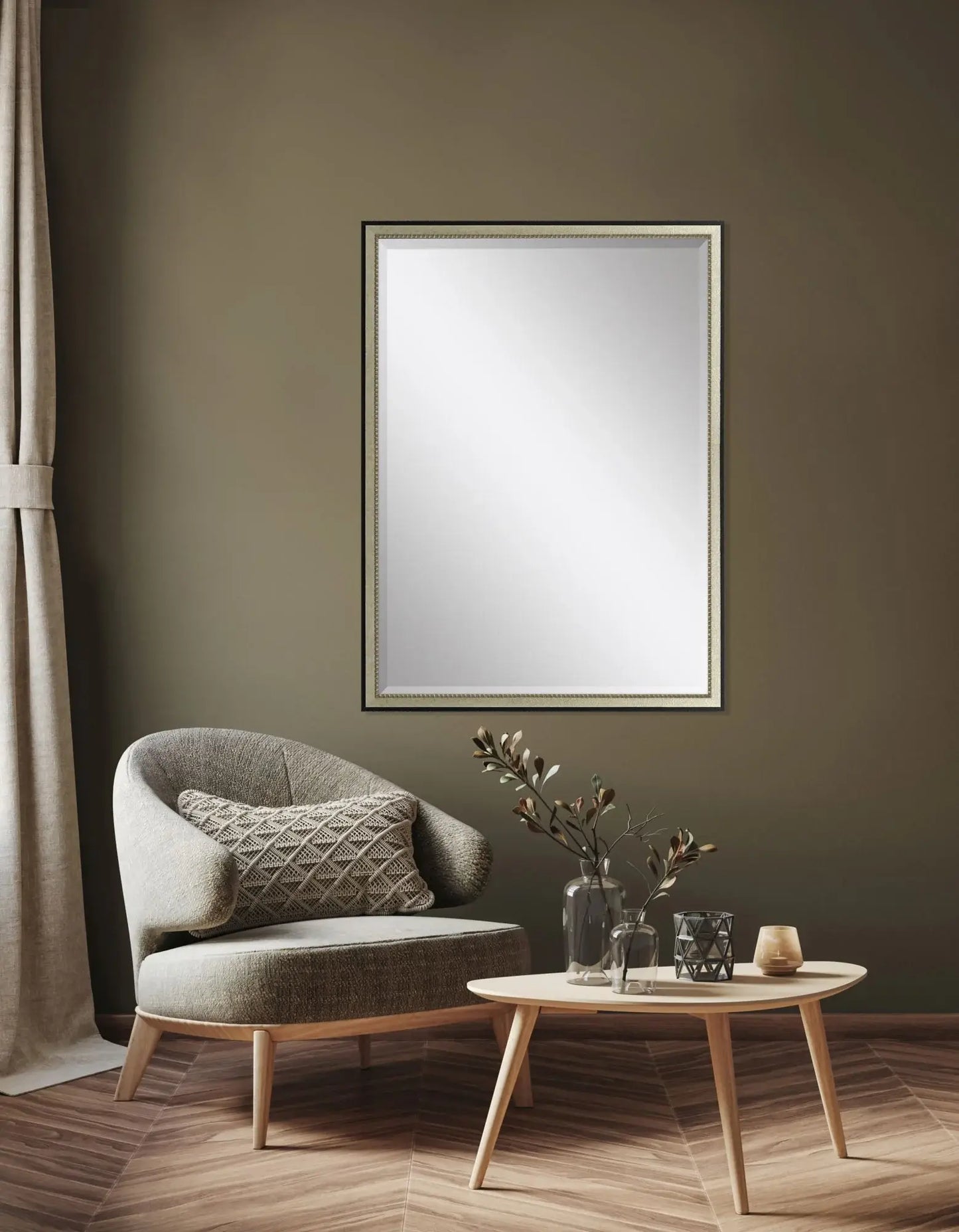 38" Silver Solid Wood Framed Accent Mirror - Homeroots - Flyclothing LLC