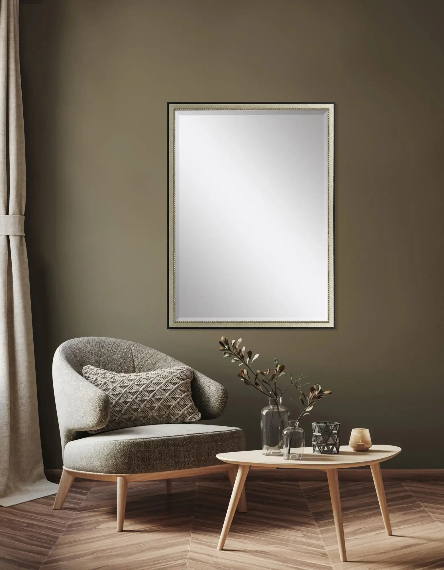 38" Silver Solid Wood Framed Accent Mirror - Homeroots - Flyclothing LLC