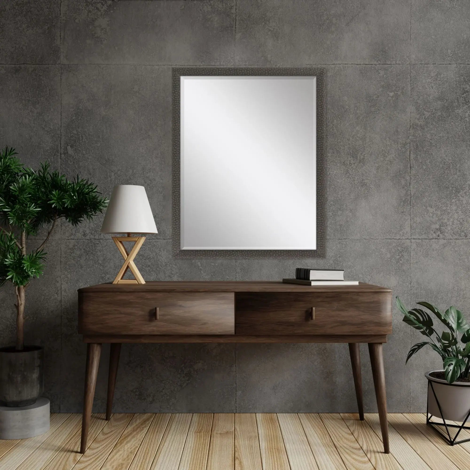 51" Dark Brown Solid Wood Framed Accent Mirror - Homeroots - Flyclothing LLC