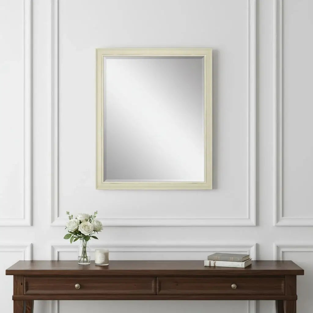32" White Solid Wood Framed Accent Mirror - Homeroots - Flyclothing LLC