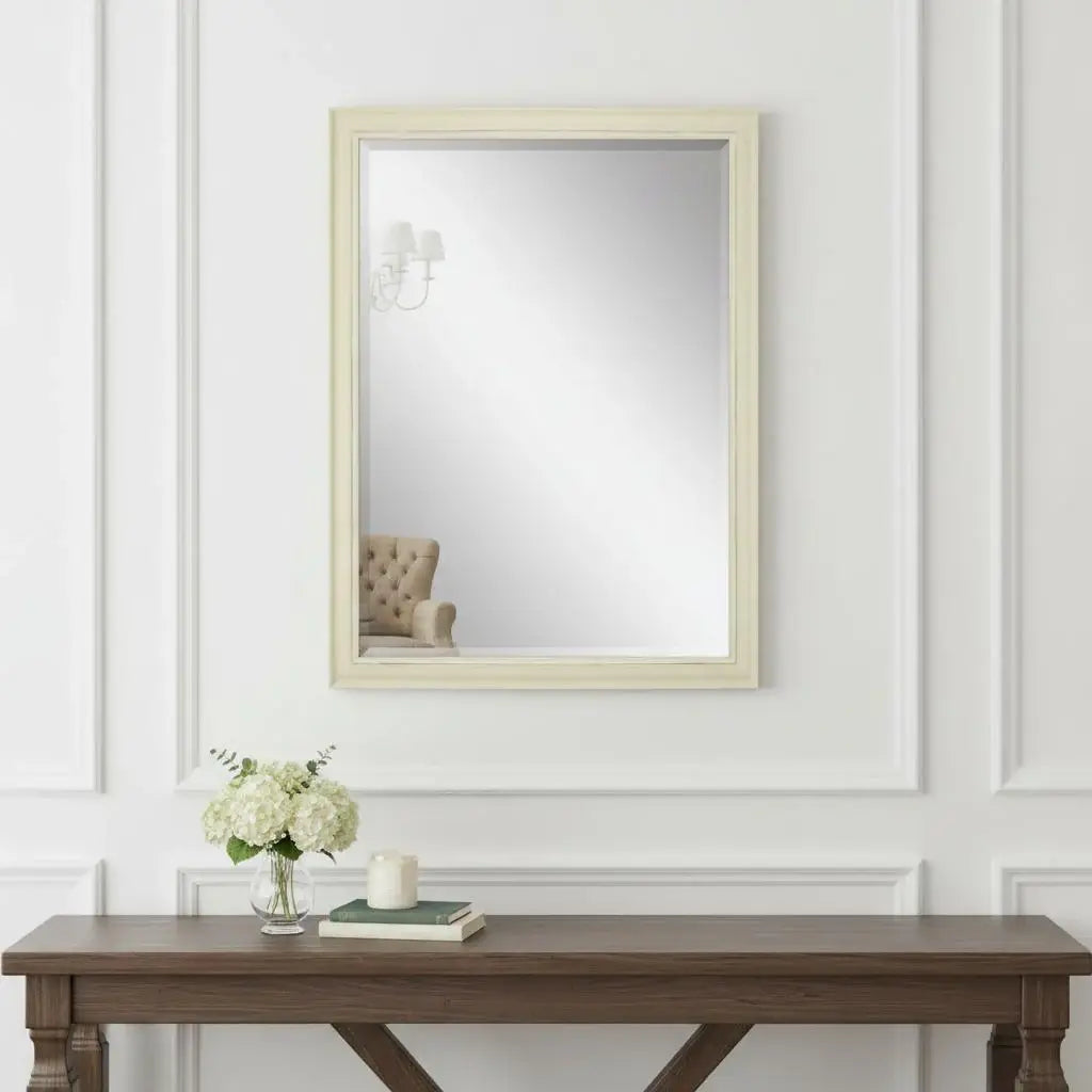 40" White Solid Wood Framed Accent Mirror - Homeroots - Flyclothing LLC