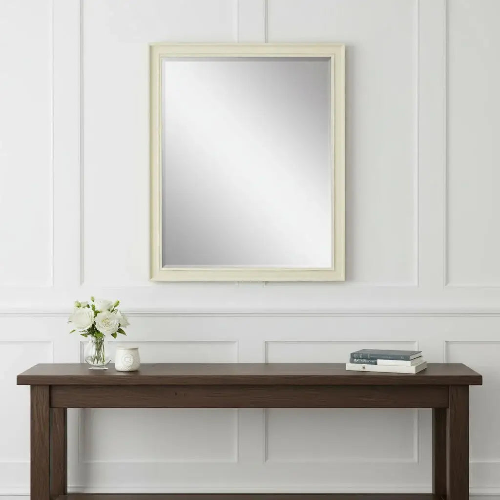 44" White Solid Wood Framed Accent Mirror - Homeroots - Flyclothing LLC