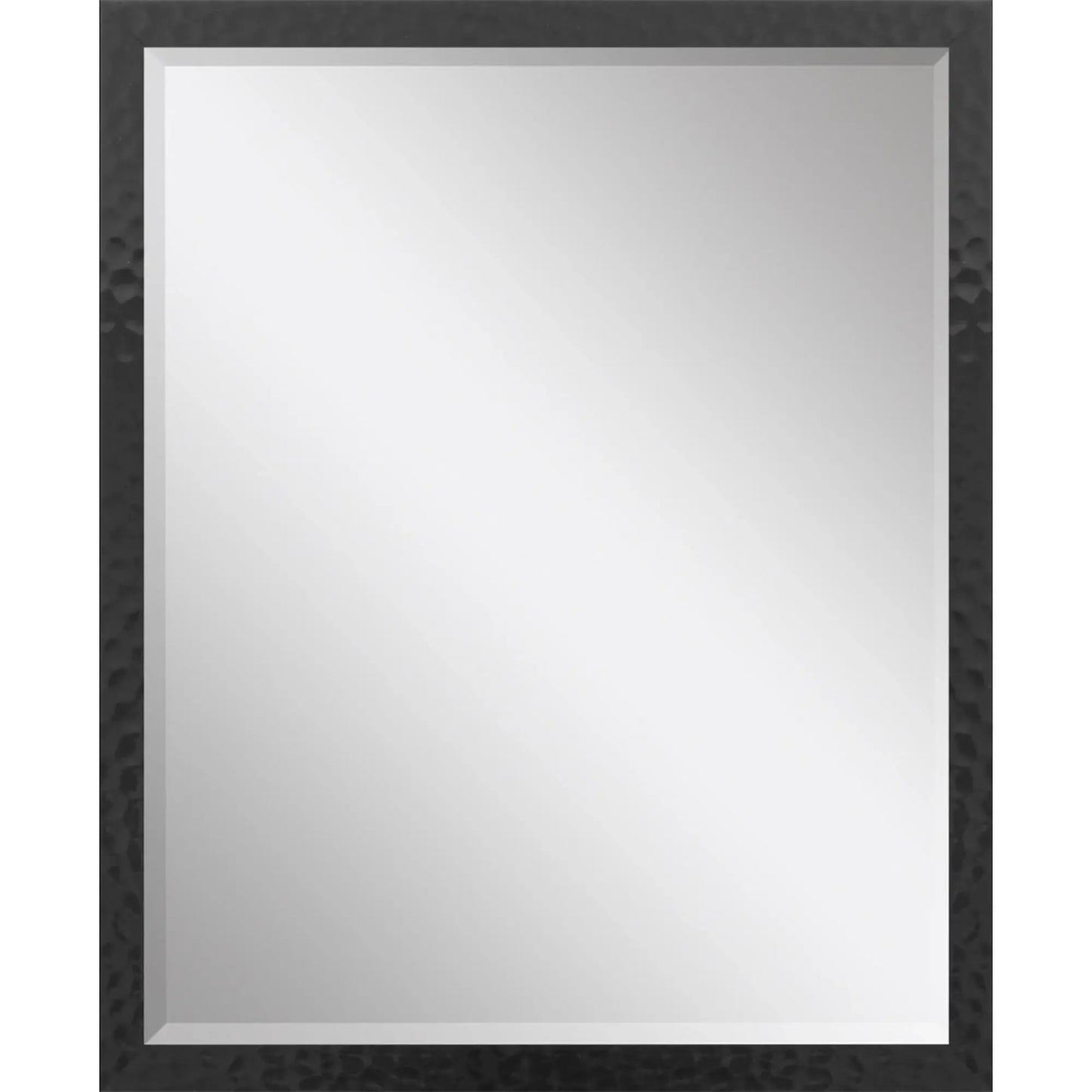 30" Black Hammered Geometric Finish Framed Accent Mirror - Homeroots - Flyclothing LLC