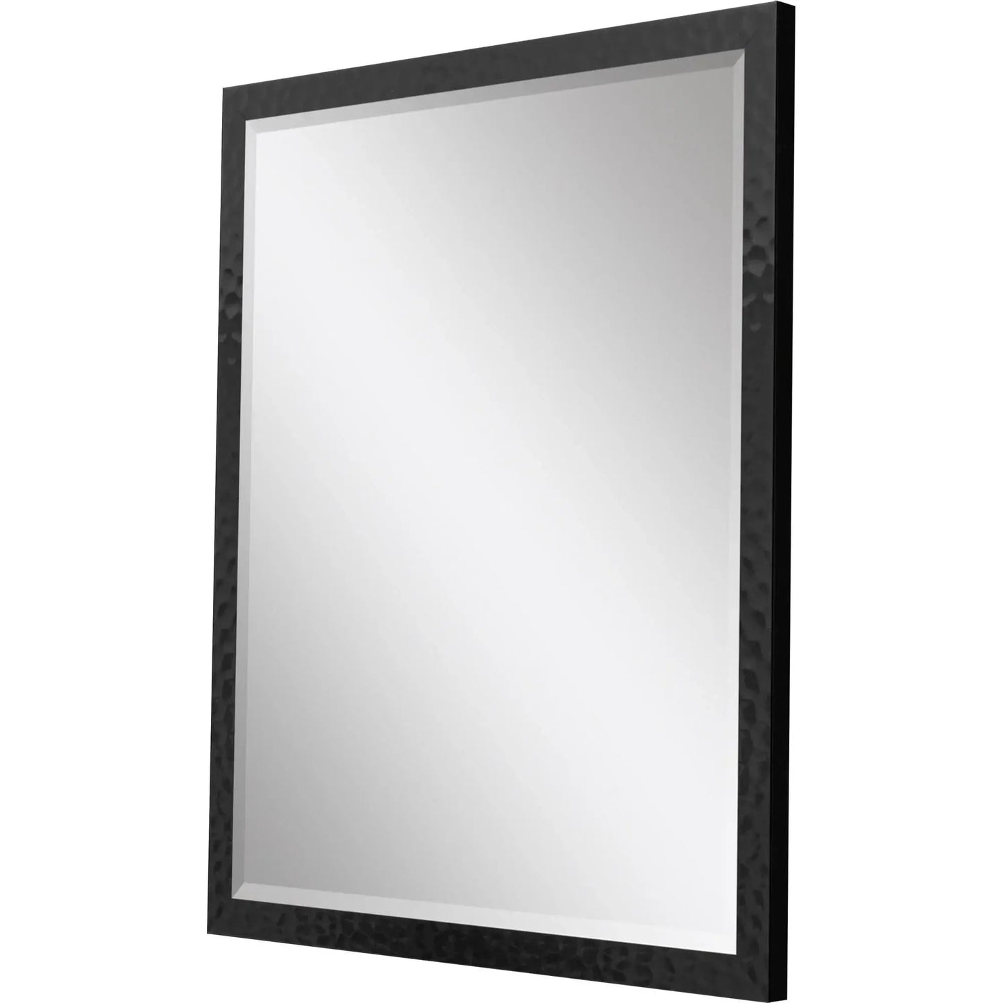 30" Black Hammered Geometric Finish Framed Accent Mirror - Homeroots - Flyclothing LLC