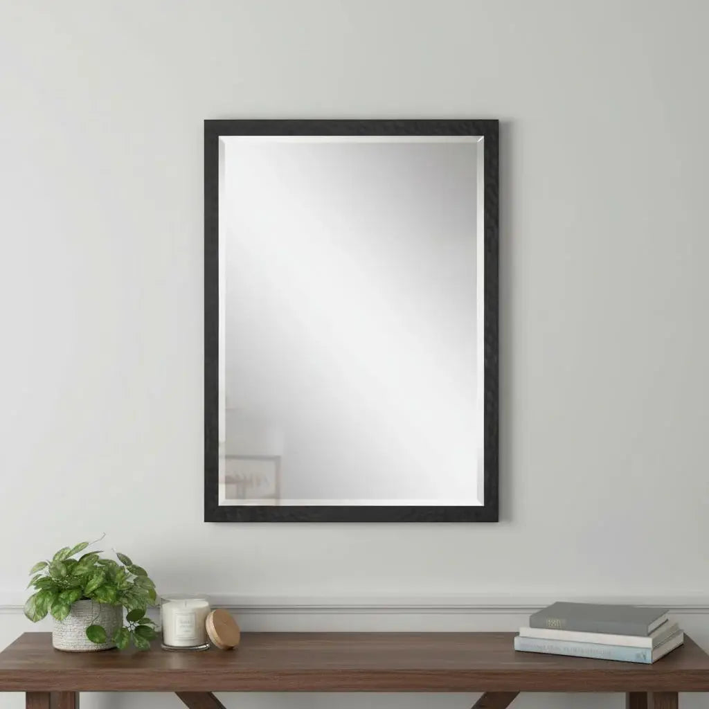 32" Black Hammered Geometric Framed Accent Mirror - Homeroots - Flyclothing LLC