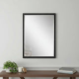 32" Black Hammered Geometric Framed Accent Mirror - Homeroots - Flyclothing LLC