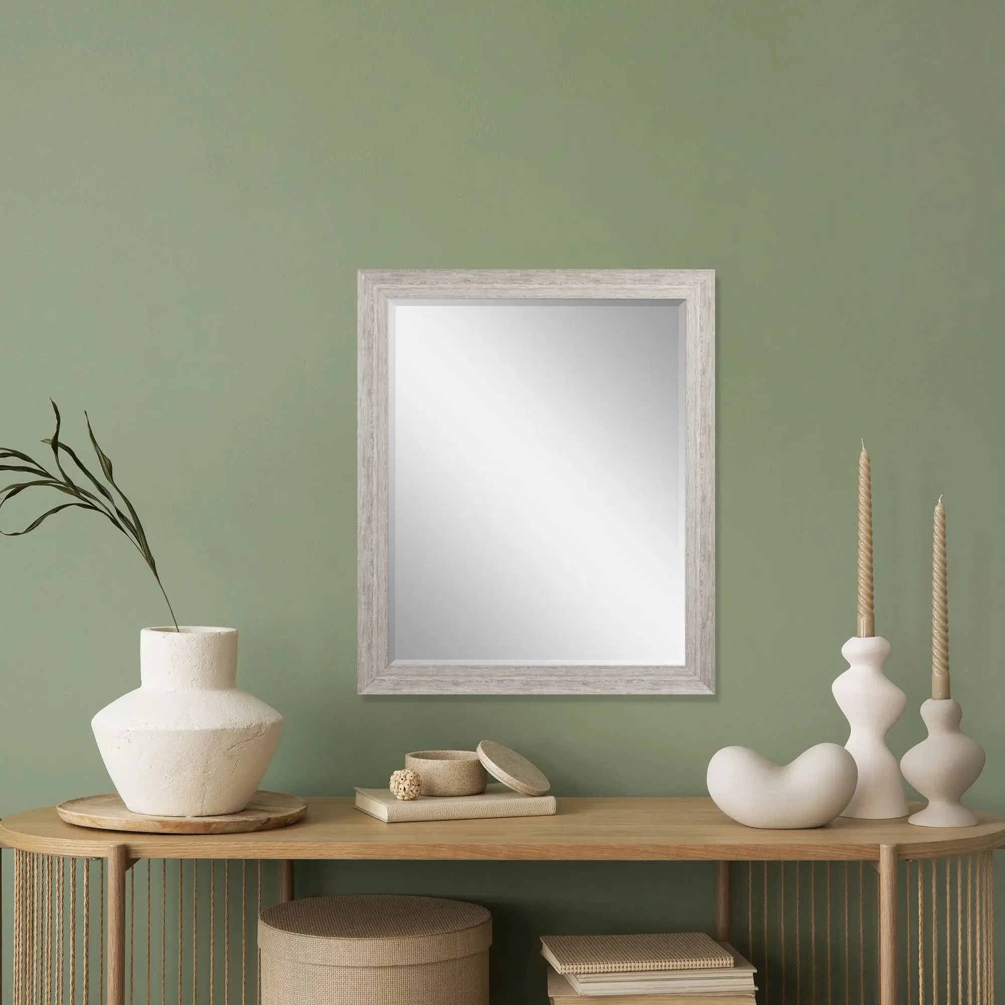 32" White Distressed Wood Framed Accent Mirror - Homeroots - Flyclothing LLC