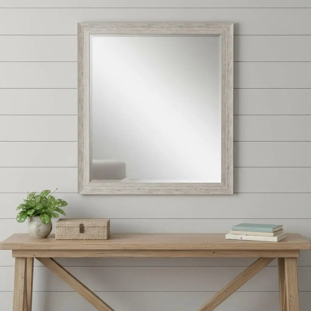 32" White Distressed Wood Framed Accent Mirror - Homeroots - Flyclothing LLC