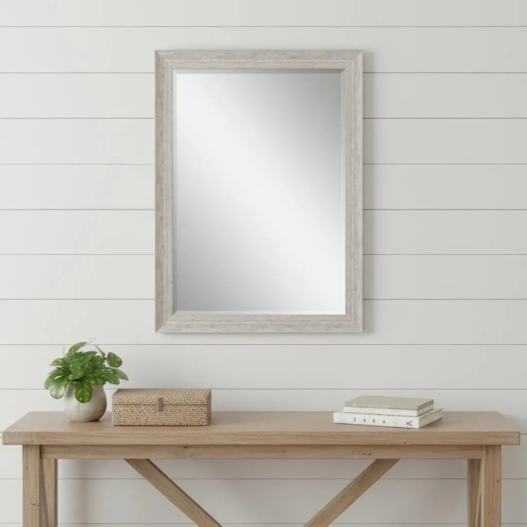 40" White Distressed Wood Framed Accent Mirror - Homeroots - Flyclothing LLC