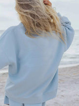 Relaxed Fit Round Neck Sweatshirt and Shorts Set - Trendsi - Flyclothing LLC