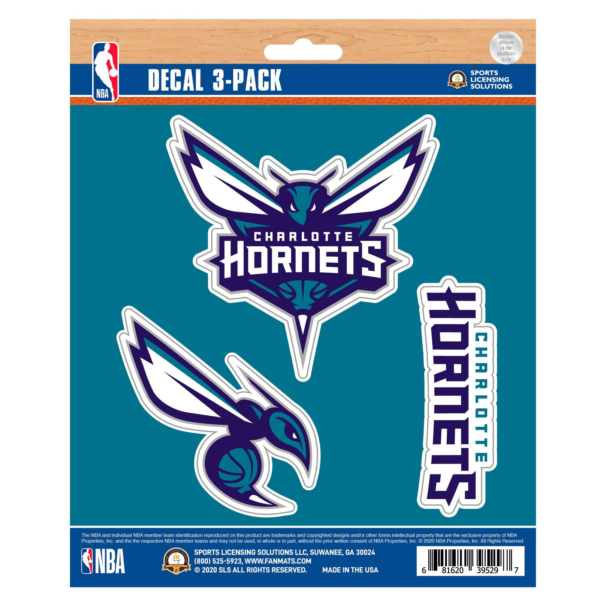 Charlotte Hornets 3 Piece Decal Sticker Set - Charlotte Hornets