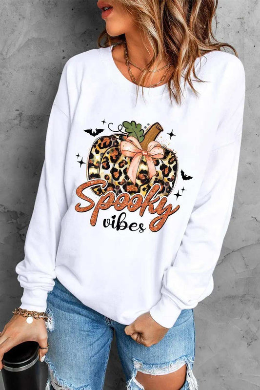 Graphic Round Neck Long Sleeve Sweatshirt - Trendsi - Flyclothing LLC
