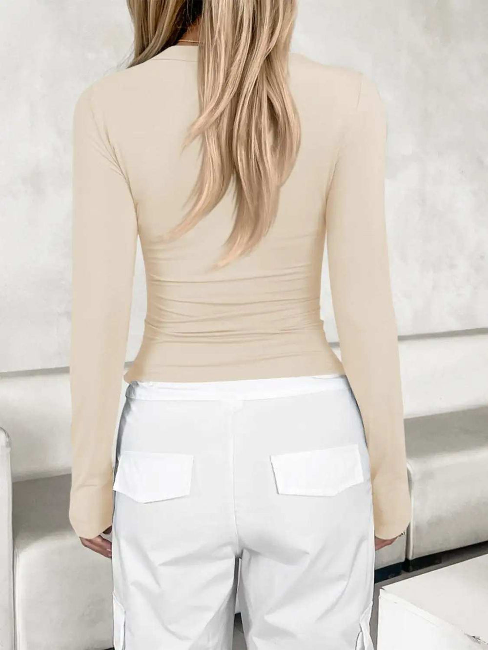 V-Neck Long Sleeve T-Shirt - Trendsi - Flyclothing LLC