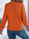 Openwork Round Neck Long Sleeve Knit Top - Trendsi - Flyclothing LLC