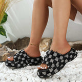 Plaid PU Leather Platform Sandals - Trendsi - Flyclothing LLC