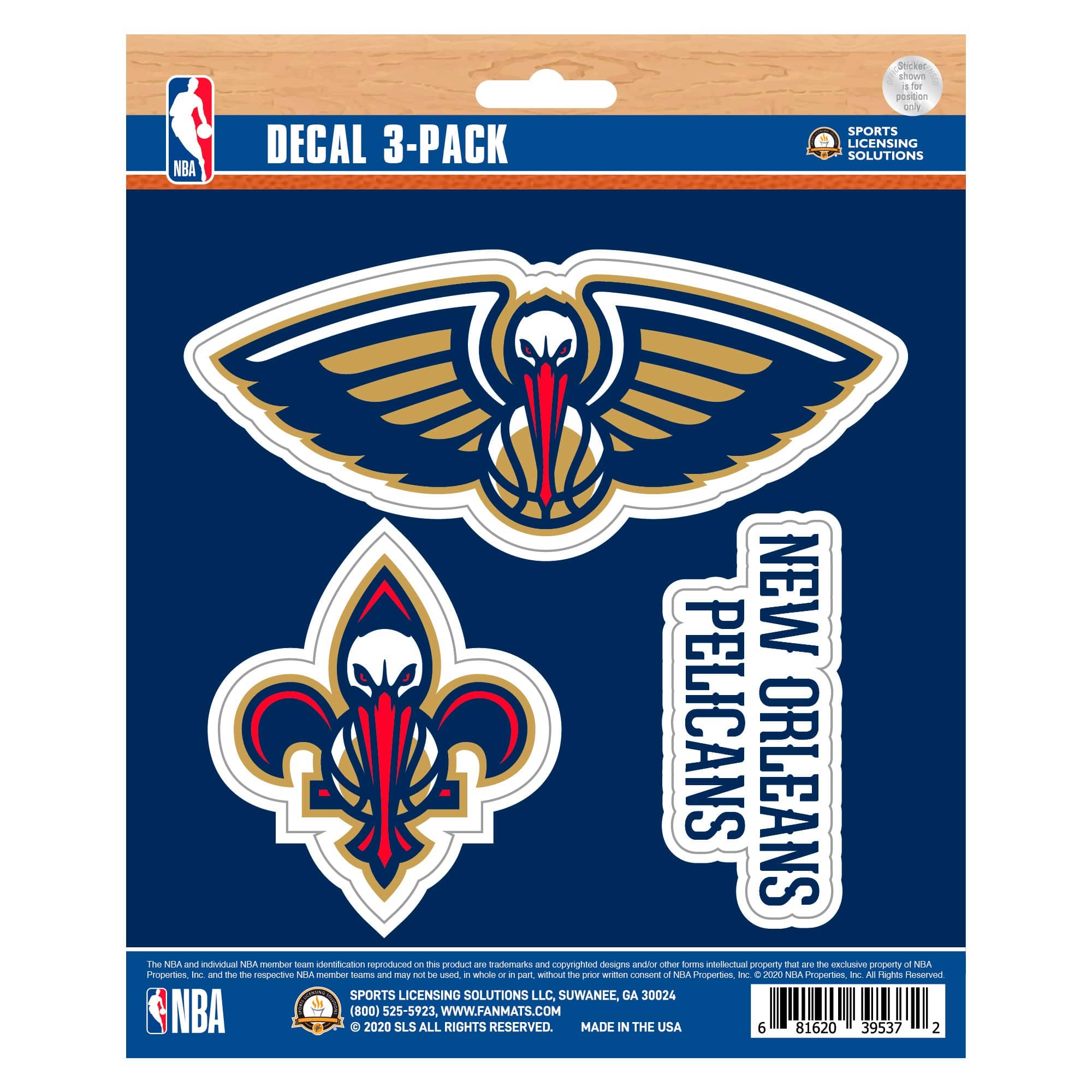 New Orleans Pelicans 3 Piece Decal Sticker Set - New Orleans Pelicans