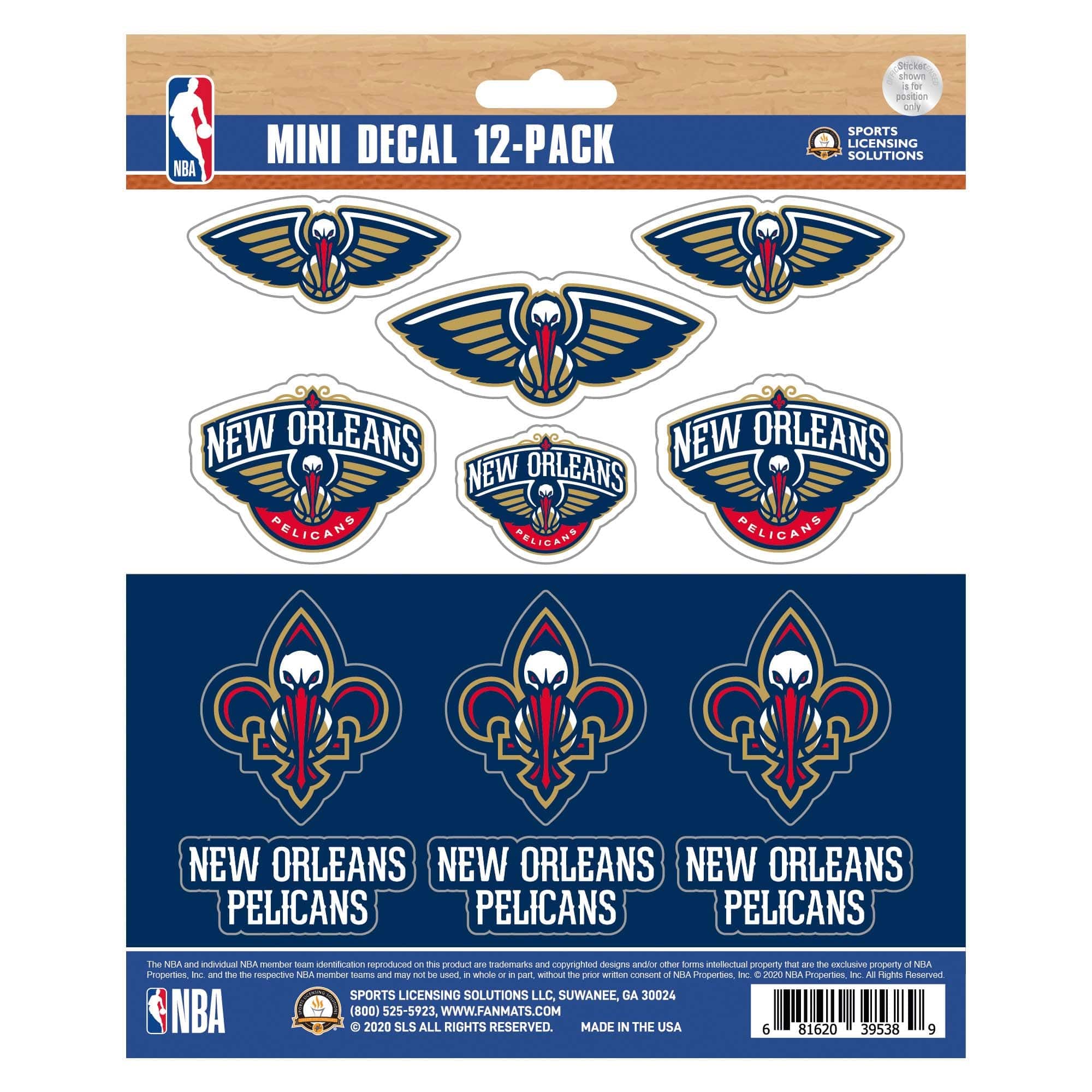 New Orleans Pelicans 12 Count Mini Decal Sticker Pack - New Orleans Pelicans