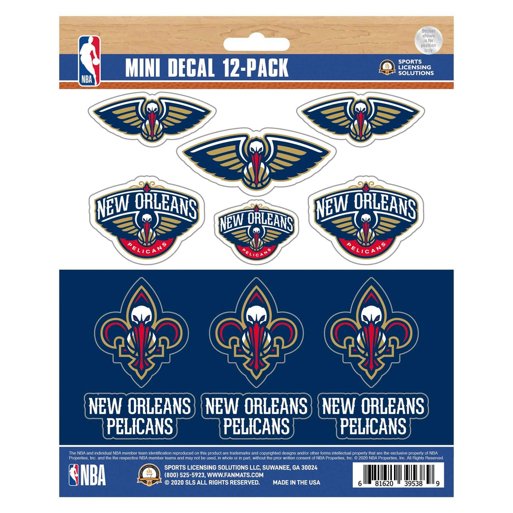 New Orleans Pelicans 12 Count Mini Decal Sticker Pack - New Orleans Pelicans
